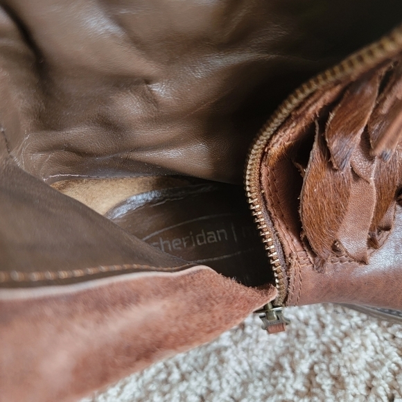 Anthropologie Sheridan Mia SIENNA LEATHER FRINGE BOOTIE - DARK TAN - Picture 3 of 8